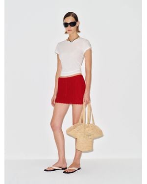 Reformation Fleurine Cotton Crochet Mini Skirt - Red