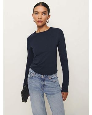 Reformation Fitted Long-Sleeve Crew Neck Tee - Blue