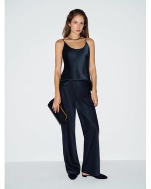 Reformation Gale Satin Mid Rise Bias Pant - Blue