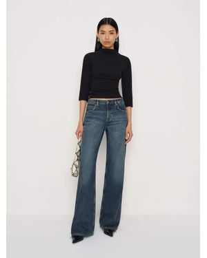 Reformation Cary Low Rise Slouchy Wide Leg Jeans Denim - Blue