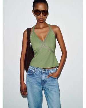 Reformation Monica Top Jade Lace - Blue