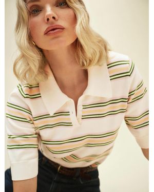 Reformation Campbell Cotton Polo Sweater - Natural