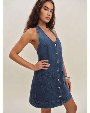Reformation Brittany Denim Halter Mini Dress - Blue