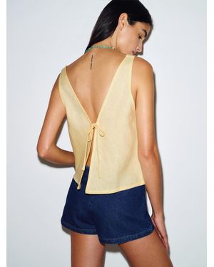 Reformation Annika Linen Top - Blue