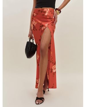 Reformation Layla Satin Skirt With Slit - Multicolour