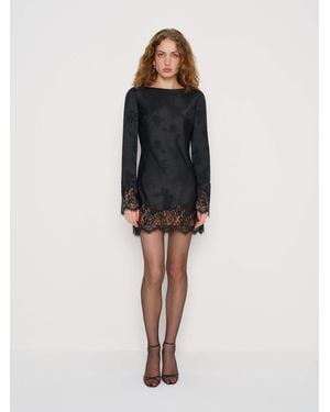 Reformation Blanche Silk Dress Jacquard - Black