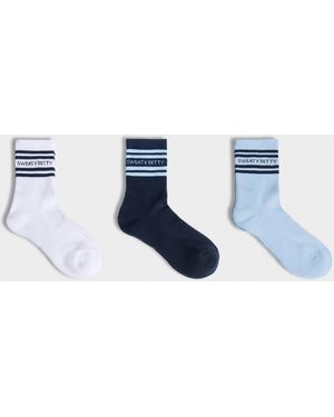 Sweaty Betty Women's Varsity Slogan Socks 3 Pack - Blue