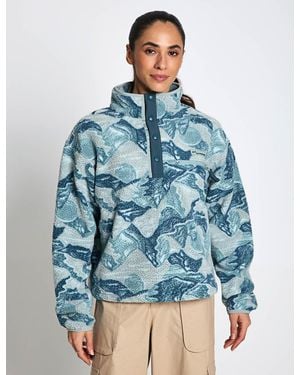 Columbia Women's Helvetia Ii Cropped Sherpa Half Snap Printed Fleece - Blue