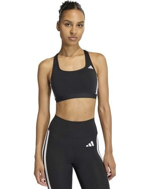 adidas Women's Optime Essentials Workout 3-stripes Medium Support Sports Bra - Blue