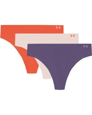 Under Armour Women's Pure Stretch 3-pack No Show Thong - Red
