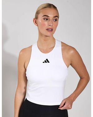 adidas Women's Power 3-stripes Racerback Sports Bra Tank Top - White