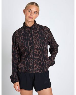 adidas Women's Workout Essentials Leopard Woven Jacket - Black