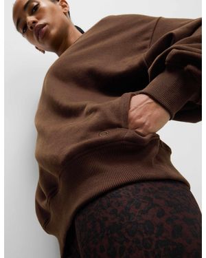 GOODMOVE Women's Cotton Rich Oversized Sweatshirt - Brown