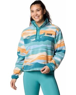 Columbia Women's Helvetia Ii Cropped Sherpa Half Snap Printed Fleece - Blue