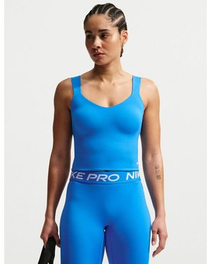 Nike Women's Pro Sculpt Medium Support Padded Sports Bra Tank - Blue