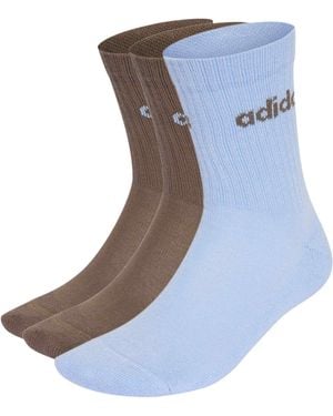adidas Women's Linear Crew Cushioned Socks 3 Pairs - Blue