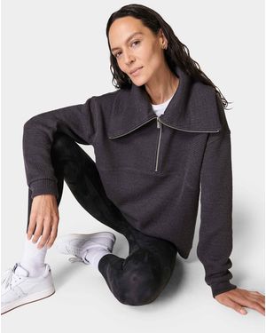 Sweaty Betty Restful Boucle Half Zip Sweatshirt - Black