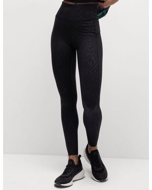 GOODMOVE Women's Go Move Printed Embossed High Waisted Gym leggings - Black