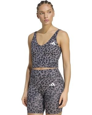 adidas Women's Workout Essentials Leopard Print Tank Top - Blue