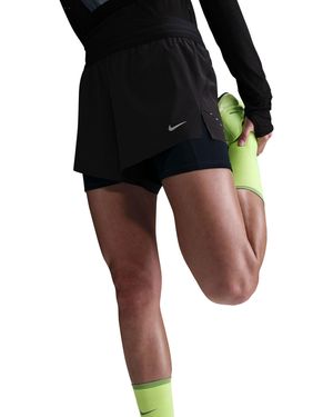 Nike Women's Swift Dri-fit Mid-rise 2-in-1 Running Shorts - Black
