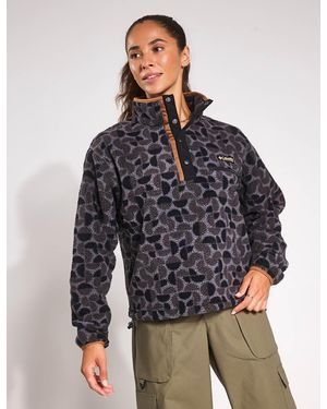 Columbia Women's Helvetia Ii Cropped Sherpa Half Snap Printed Fleece - Blue
