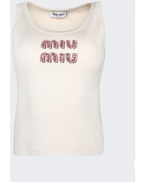 Miu Miu Logo Tank Top - White