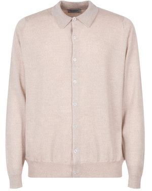 John Smedley Extrafine Polo Cardigan - Pink
