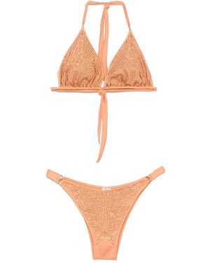 PIN UP Triangle Bikini With Rhinestones - White