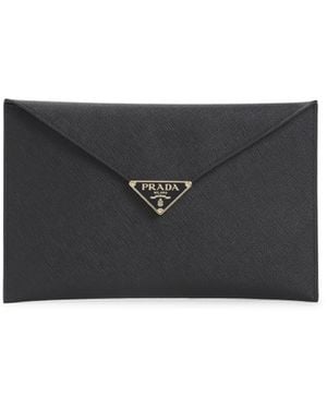 Prada Calf Leather Envelope Clutch - Black