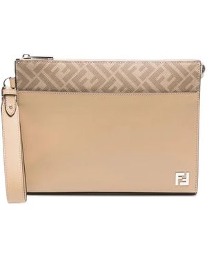 Fendi Clutch Squared Ff - Natural