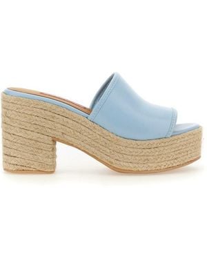 Moschino Denim-Inspired Slide Sandals With Espadrille-Style Sole - Blue