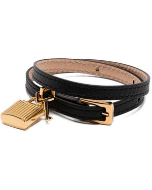 Tom Ford Padlock Leather Bracelet Accessories - Black