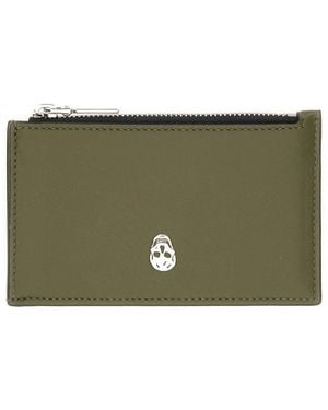 McQueen Card Holder "Skull" - Green
