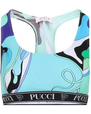 PUCCI Orchid-Print Sports Bra - Blue