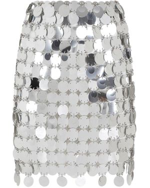 Rabanne Round Sequin Mini Skirt - White