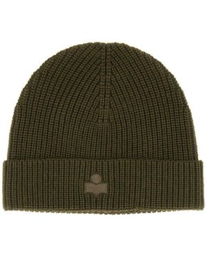 Isabel Marant Wool Hat With Logo Patch - Green