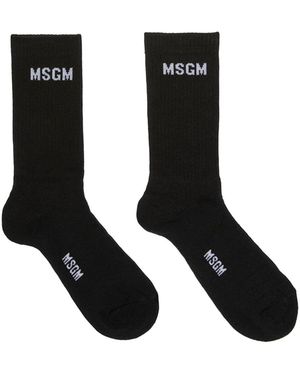 MSGM Logo-Jacquard Cotton Blend Socks - Black