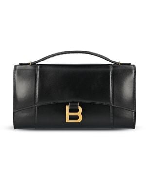 Balenciaga Hourglass Pochette With Handle Bags - Black