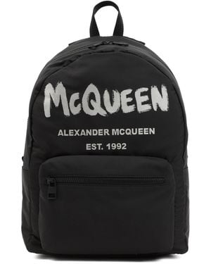 McQueen Graffiti Metropolitan Printed Backpack - Black