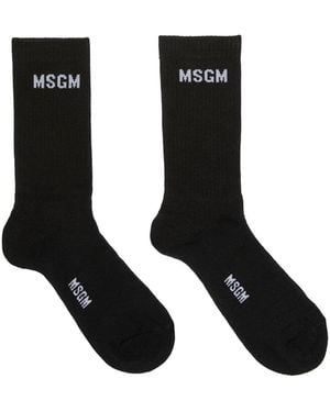 MSGM Logo-Jacquard Cotton Blend Socks - Black