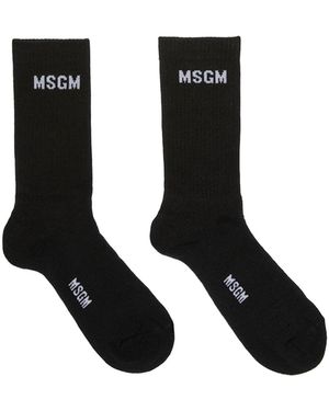 MSGM Logo-Jacquard Cotton Blend Socks - Black