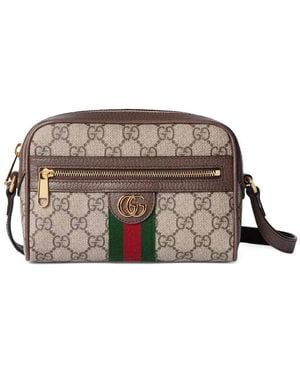 Gucci Mini "Ophidia" Shoulder Bag - Brown