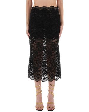 Rabanne Lace Midi Skirt - Black