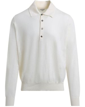 Bottega Veneta Long Sleeves Cashmere Polo - White