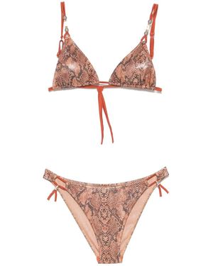 PIN UP Snake Print Triangle Bikini - White