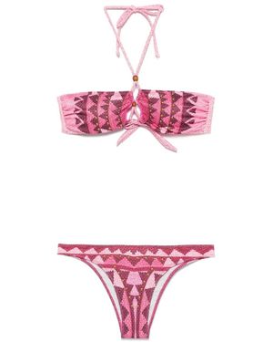 PIN UP Bandeau-Style Studded Bikini - Pink