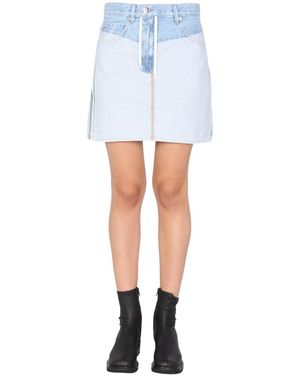 Helmut Lang Revers Denim Skirt - White