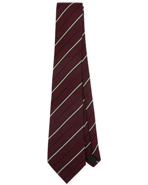 Saint Laurent Striped Wide Tie - Purple