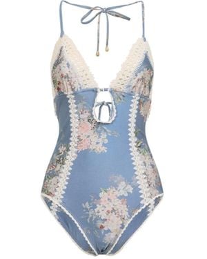 Zimmermann Cascadian Keyhole Crochet One-Piece - Blue