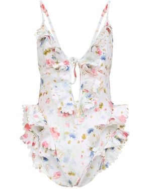 Zimmermann Lucky Waterfall Frill One-Piece - White